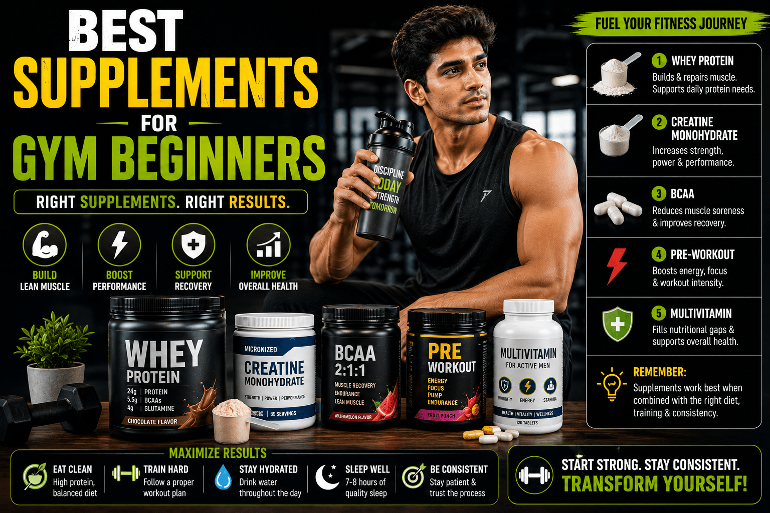 Best Supplements for Gym Beginners